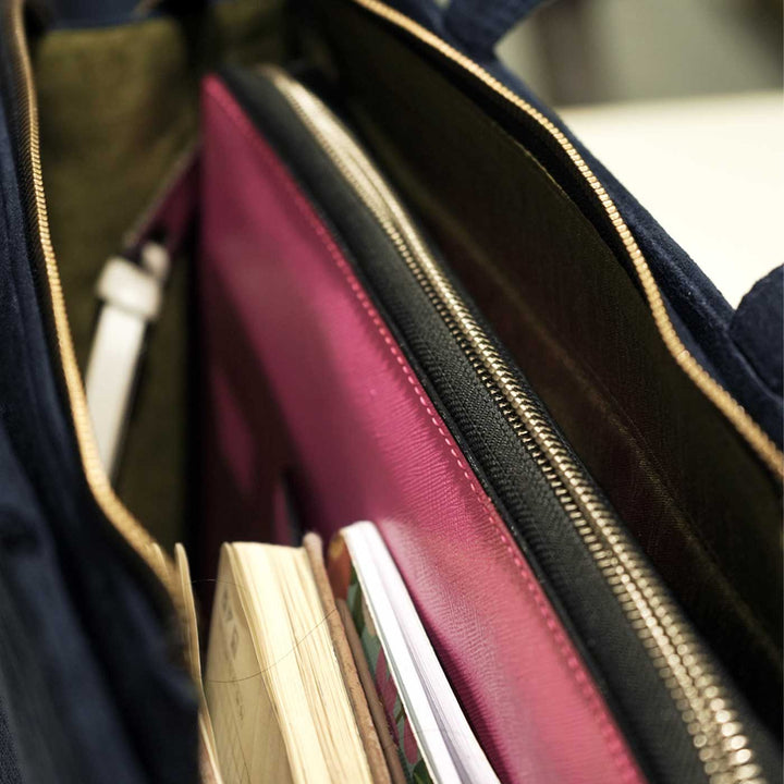 Personalized Hand Embroidered Blue Floral Tote Bag
