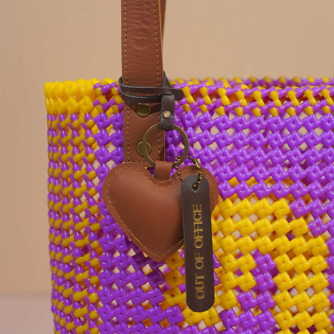 Purple & Yellow Personalized Monogram Handmade Wire Koodai Tote Bag