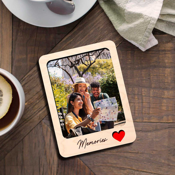 Photo Personalized Printed Couples Theme Wooden Fridge Magnet | Set Of 3