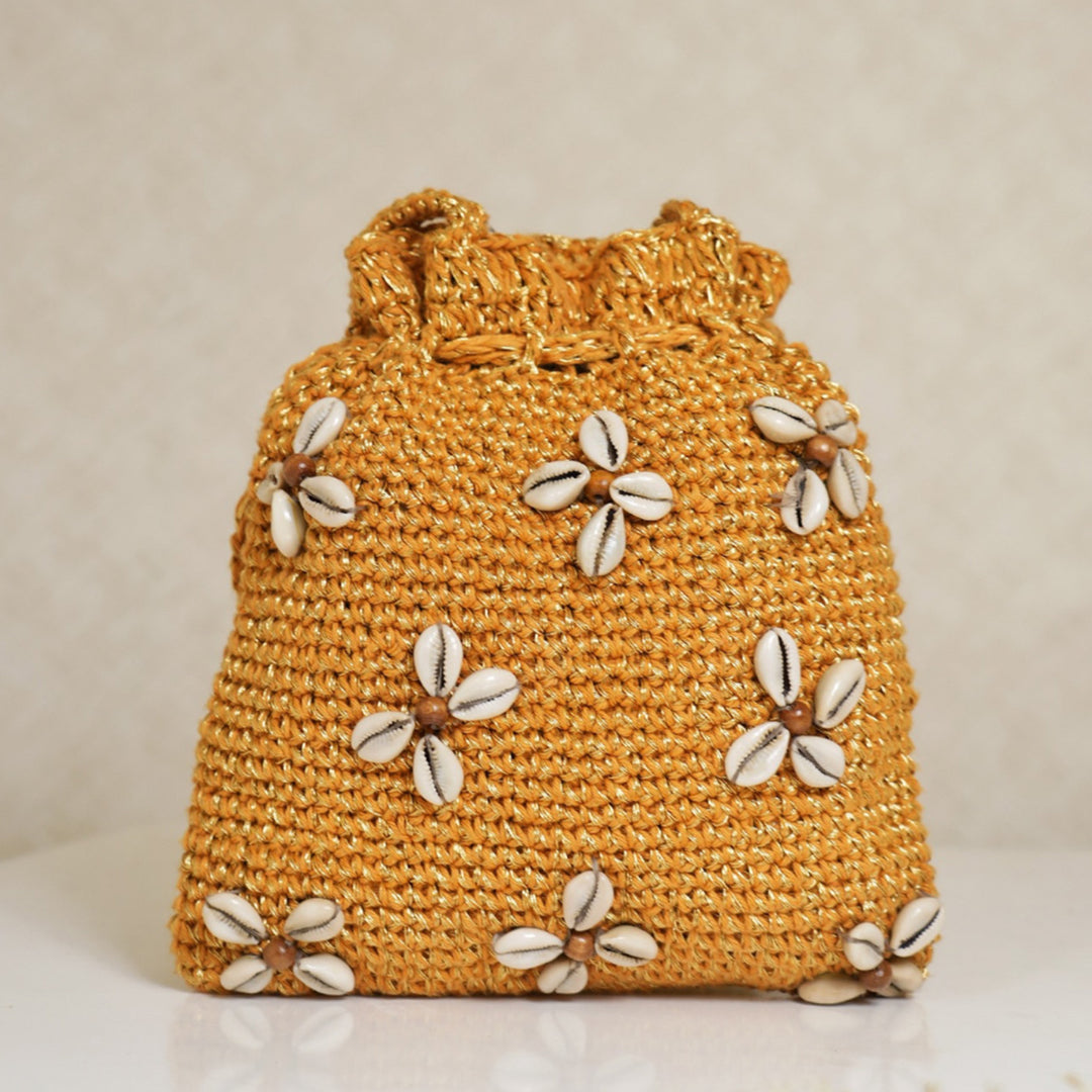 Handmade Crochet Shell Bloom Potli