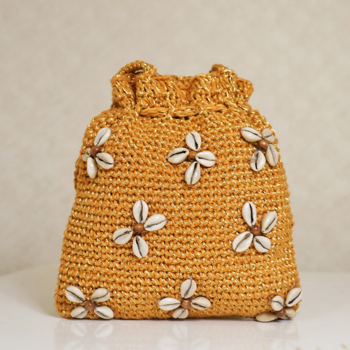 Handmade Crochet Shell Bloom Potli