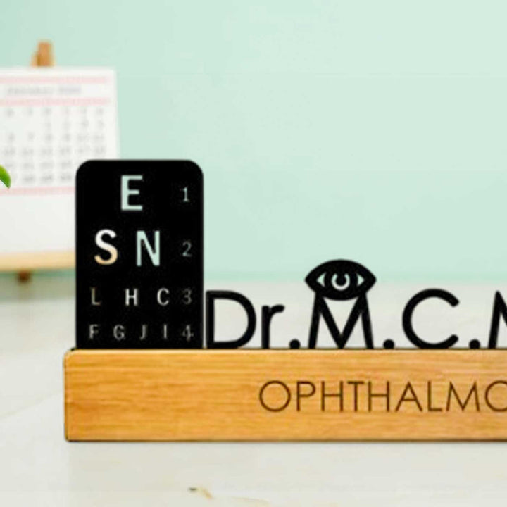 Personalized Minimal Desk Name Plate for Ophthalmologist