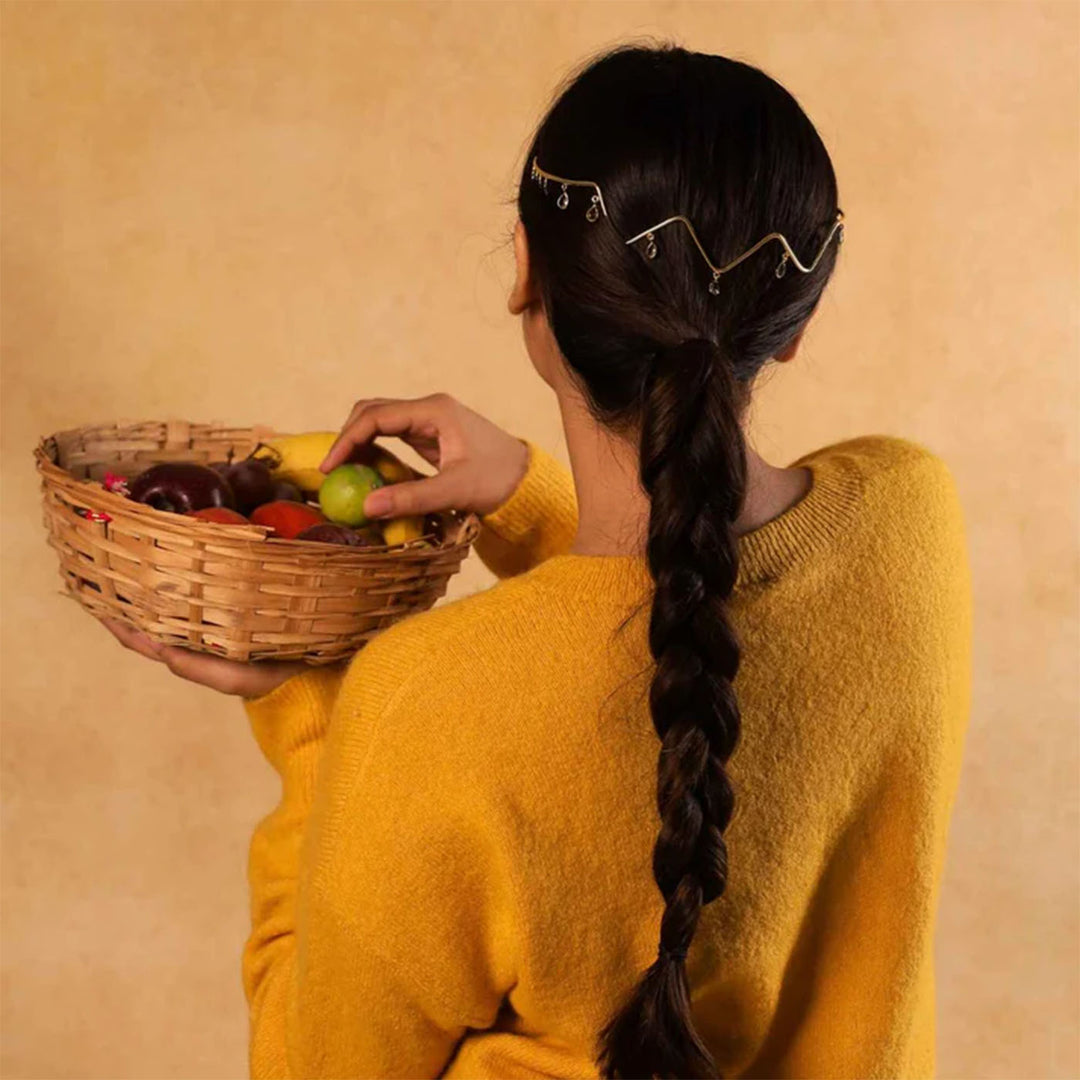 Handmade Sparkling Wave 18k Gold Plated Reverse Headband For Weddings