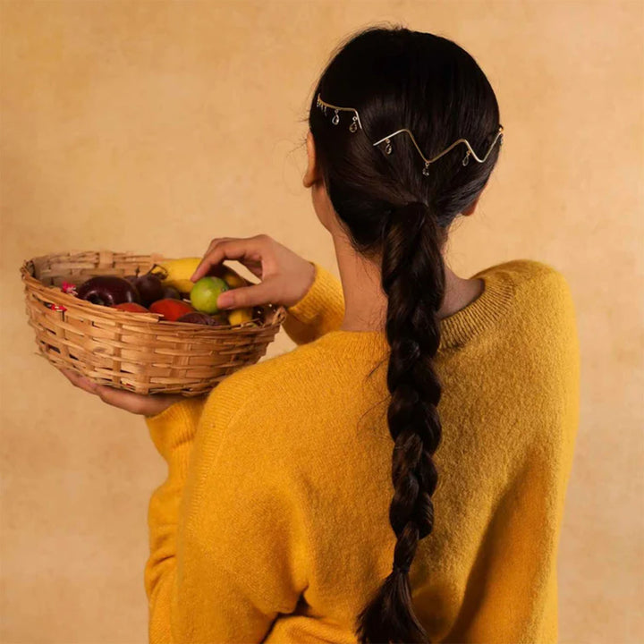 Handmade Sparkling Wave 18k Gold Plated Reverse Headband For Weddings