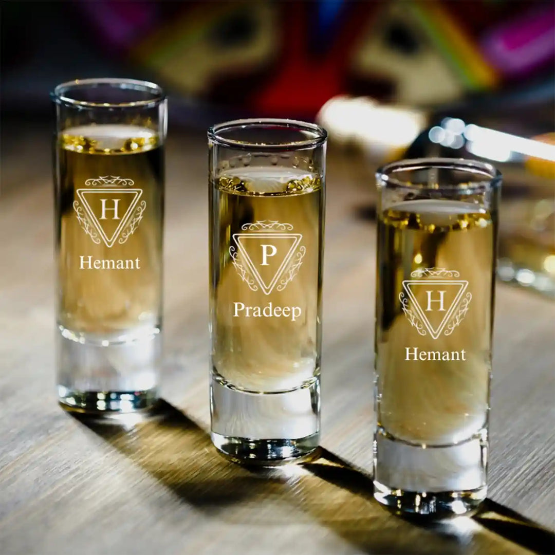 Personalized Engraved Monogram Design Shot Glass | Set Of 2 | 60 ML