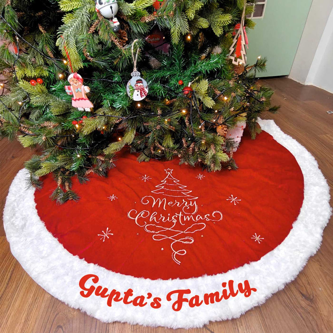 Personalized Handmade Classic Merry Velvet Tree Skirt | 48 Inches