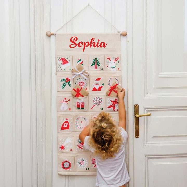 Personalized Handmade Fabric Classic Advent Calendar For Christmas