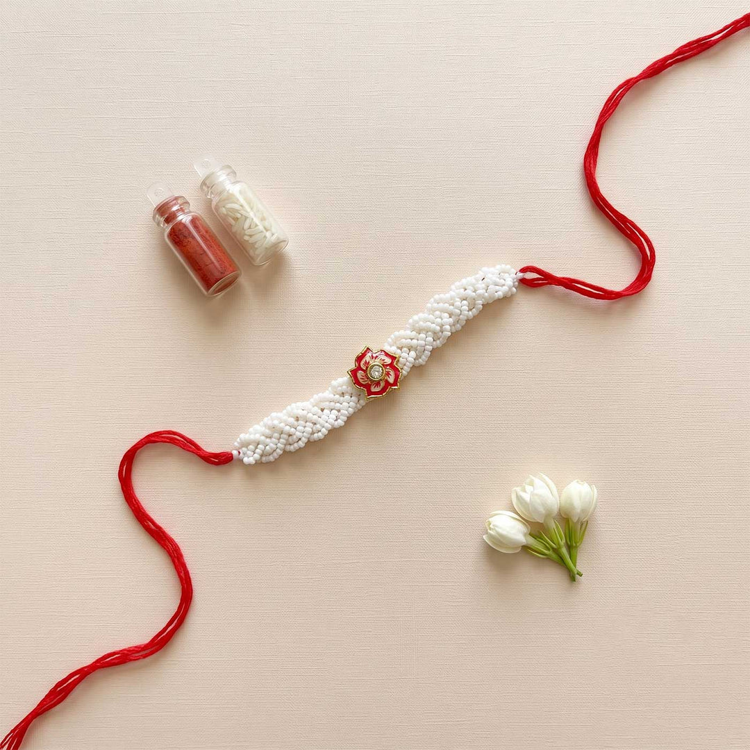 Handcrafted Meenakari "Abeer" Rakhi With Roli Chawal for Brother