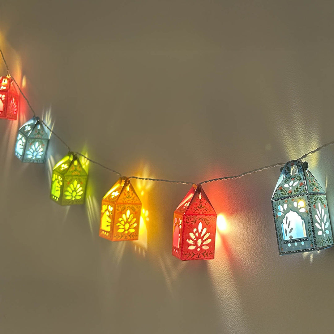 2.6m, 12 Bulbs | Handmade Floral Mini Lanterns DIY Paper LED Fairy Light