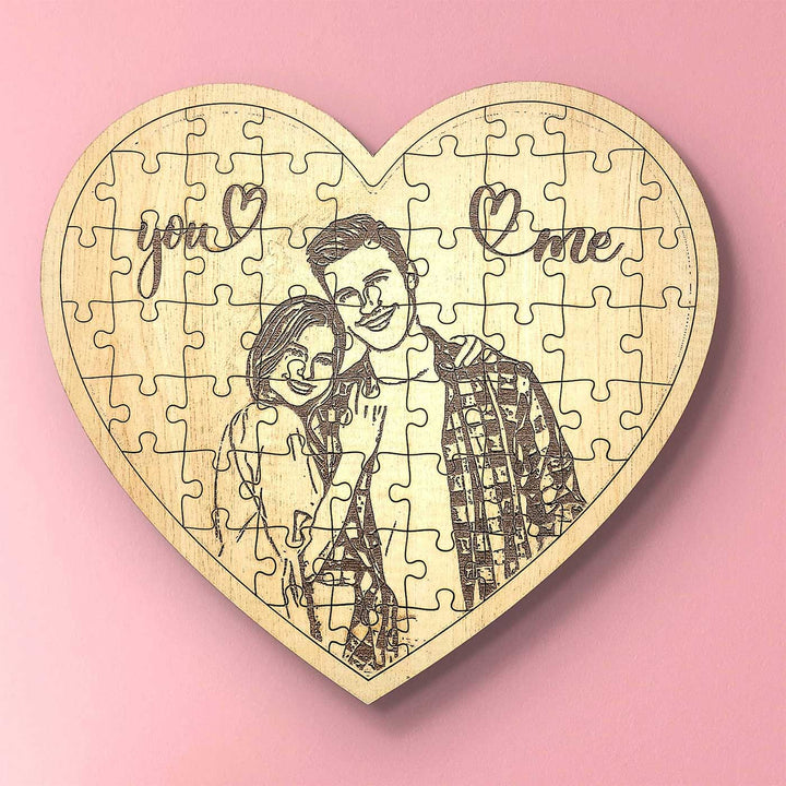 Photo Personalized Heart Shaped MDF Wood Puzzle