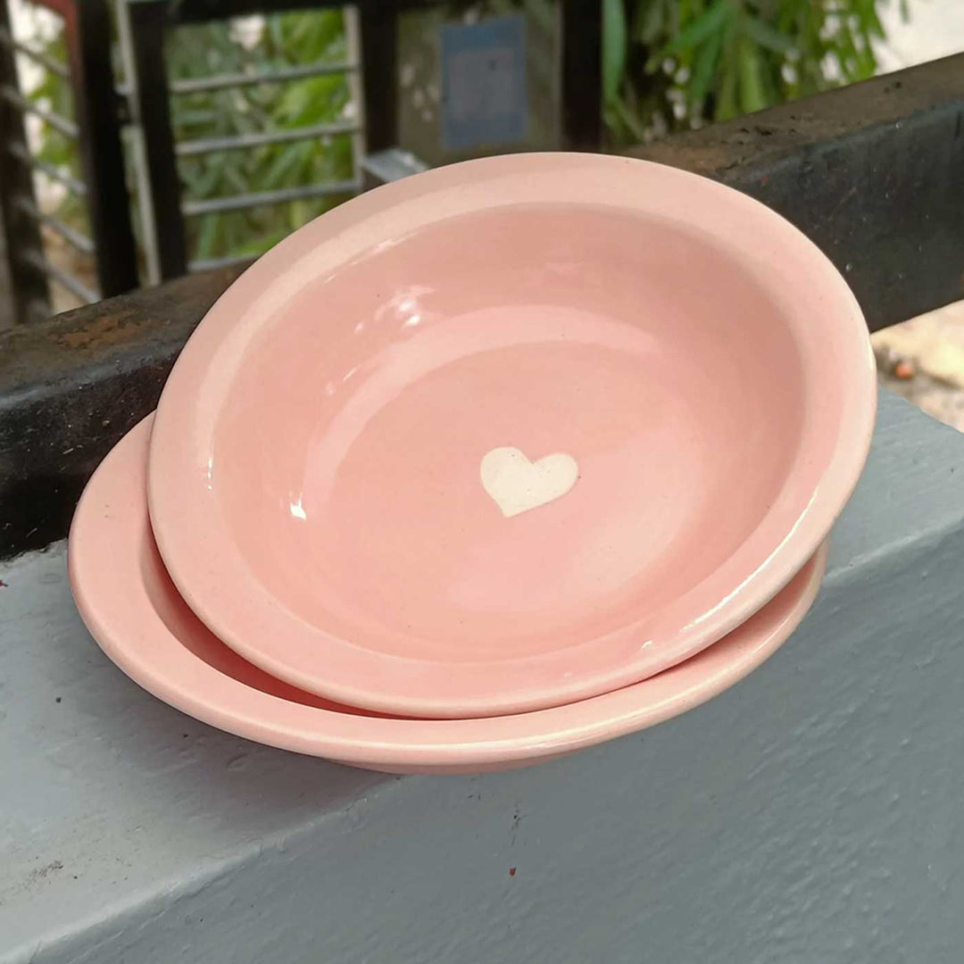 Handmade Cute Heart Motif Ceramic Plate