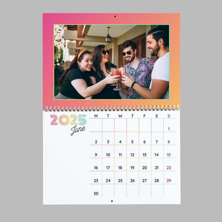 Photo Personalized Landscape Glossy Finish 2025 Wall Calendar