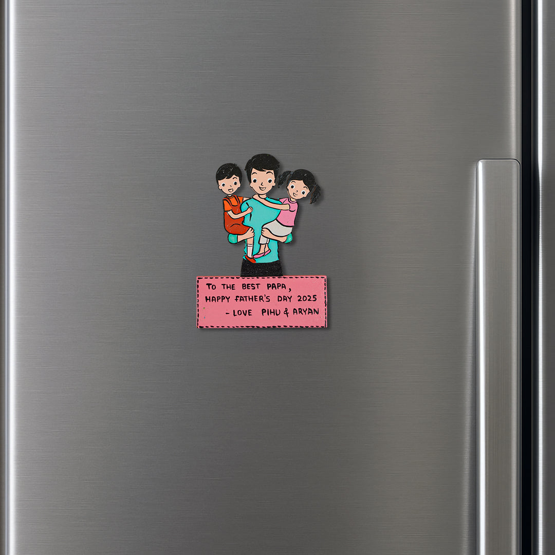 Personalized Caricature Cutout MDF Wood Fridge Magnet For Fathers