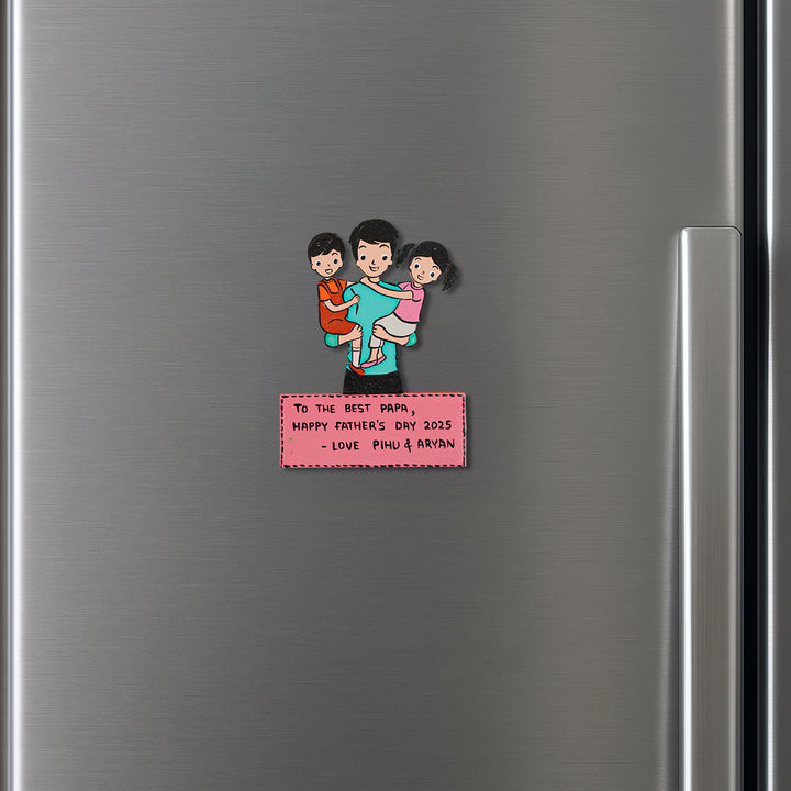 Personalized Caricature Cutout MDF Wood Fridge Magnet For Fathers