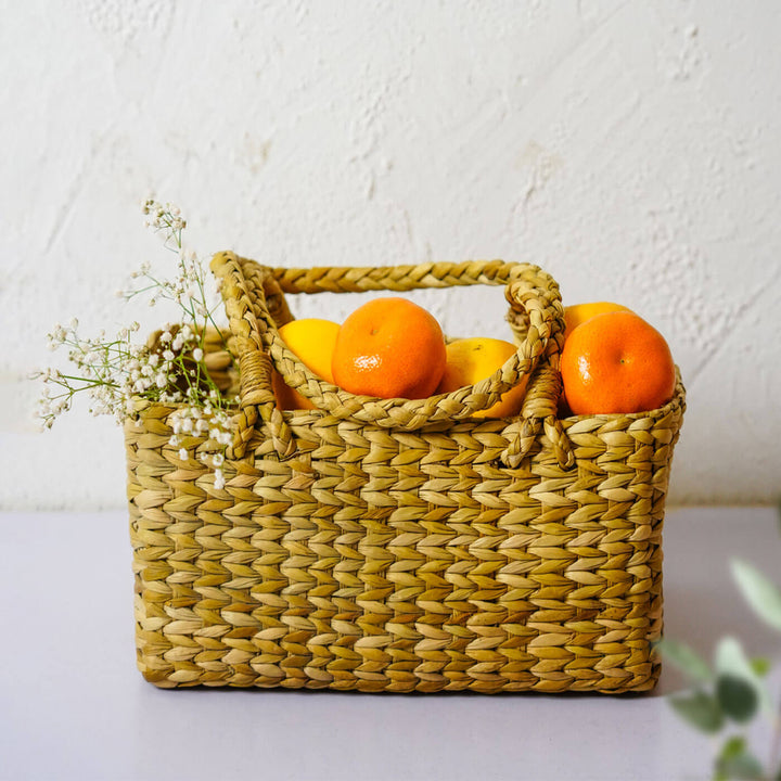 Handcrafted Kauna Grass Square Fruit Basket