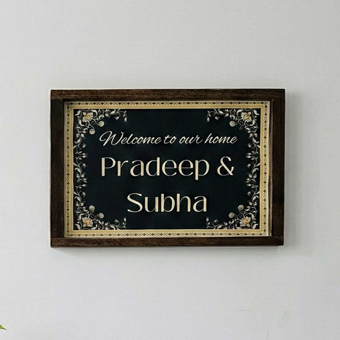 Ebony Blossom Personalized Resin Wooden Frame Name Plate