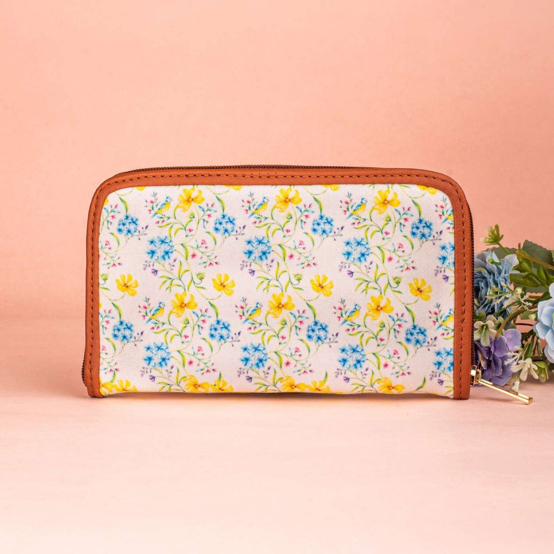 Vintage Blooms Vegan Leather Zipper Wallet