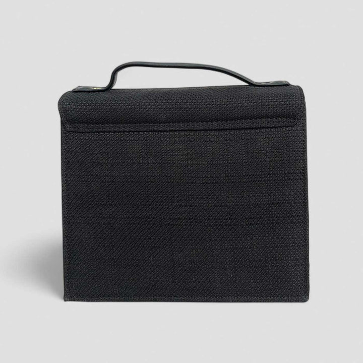 Handmade Embroidered Bird Design Black Matrix Sling Bag