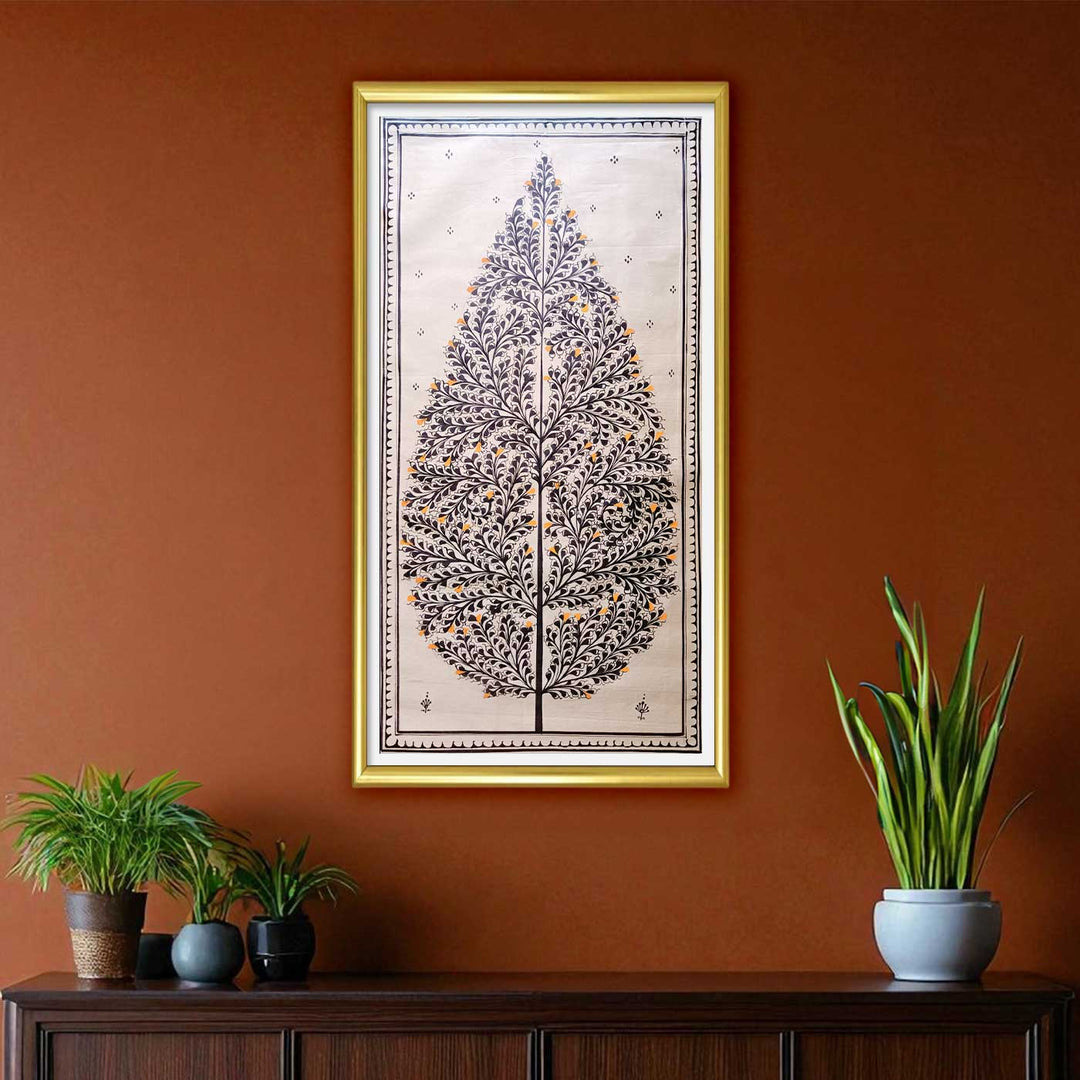 11 X 19 Inch | Handmade Tussar Silk Tree Of Life Painting