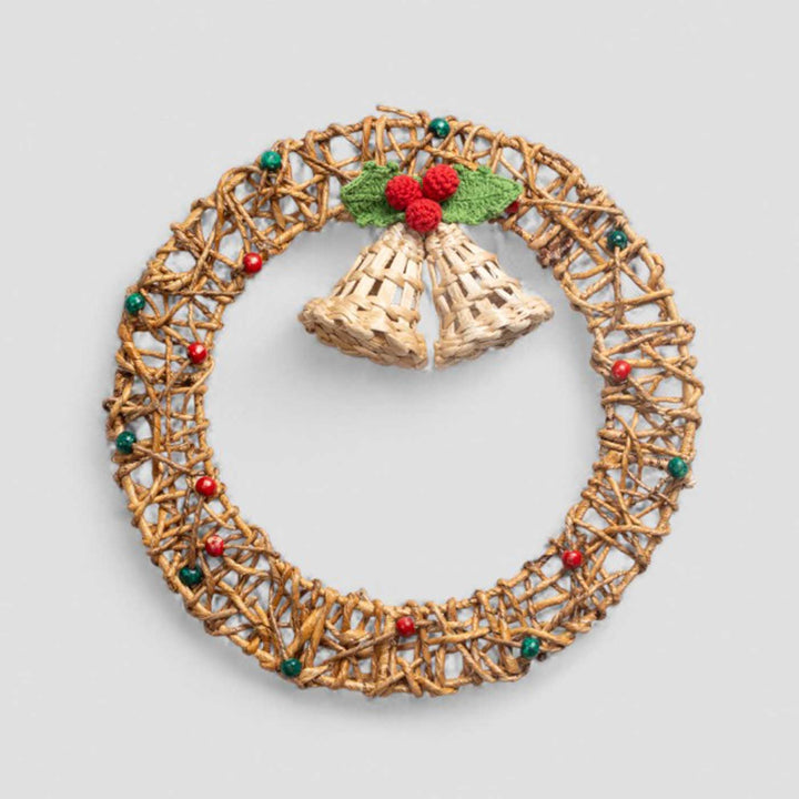 Lightweight Handmade Banana Rope Jingle Bell Wreath