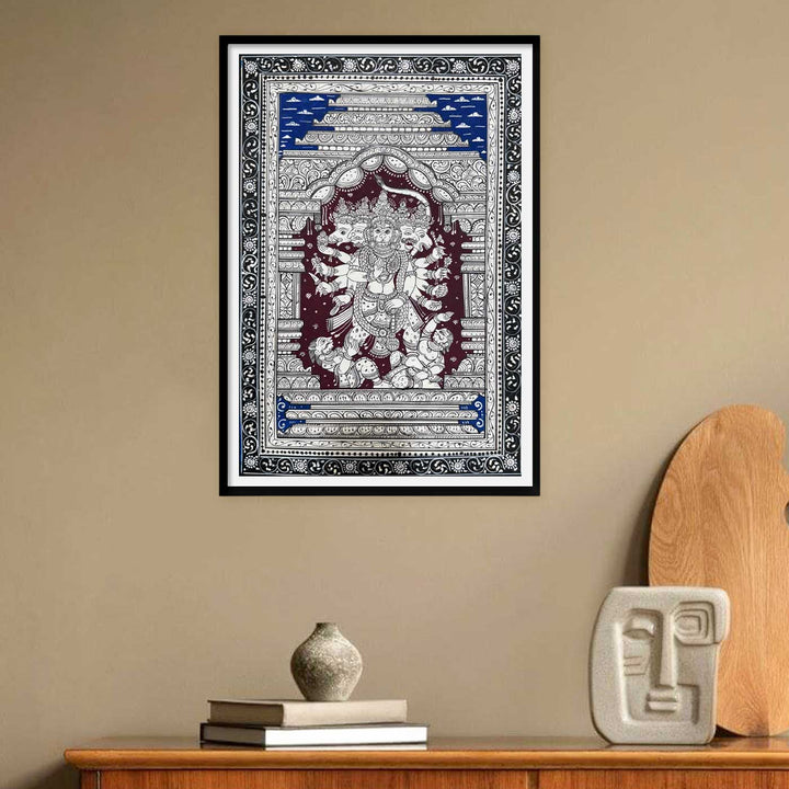 19 X 13 Inch | Handmade Canvas Panchamukhi Hanuman Painting