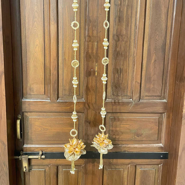 3 Pc | Handmade Padmini Lotus Gota Lace Banderwal Toran With Side Hangings