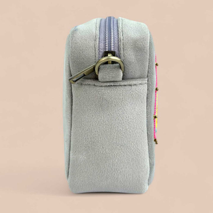 Handmade Embroidered Evil Eye Design Velvet Sling Bag