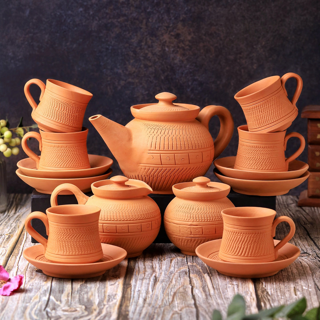 Handmade Maharaja Terracotta Tea Set | Set Of 15