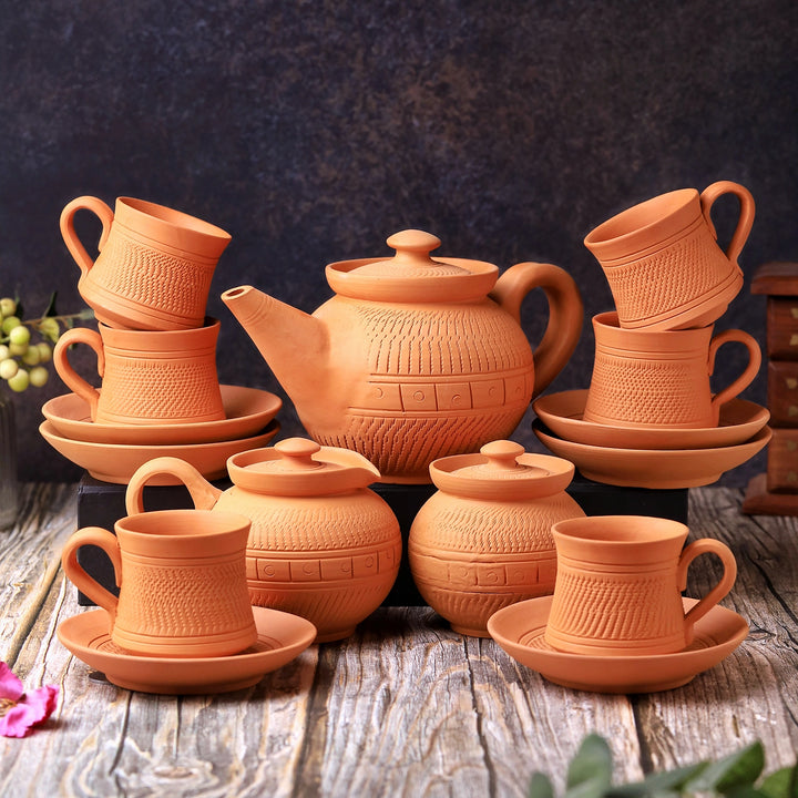 Handmade Maharaja Terracotta Tea Set | Set Of 15