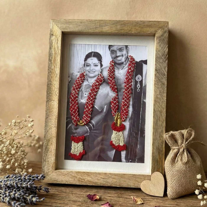 Garland Style Hand Embroidered Photo With Wooden Frame