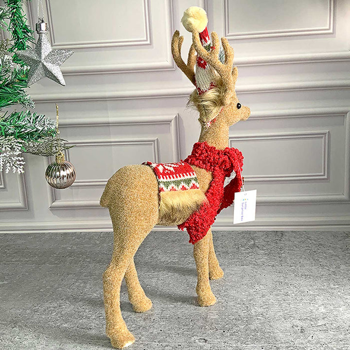 Themed Brown Deer Woolen Decor For Christmas Table Decoration