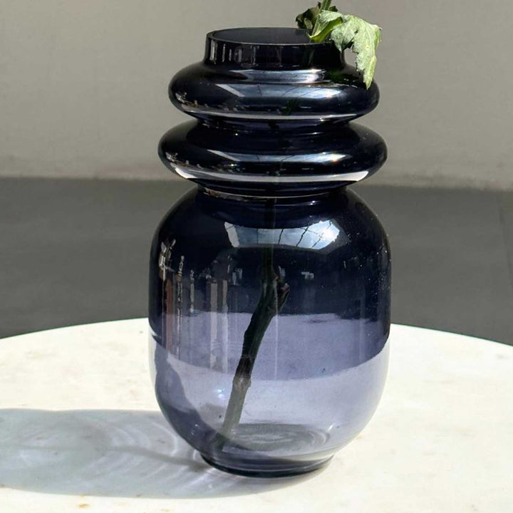 Handmade Slate Grey Loop Glass Vase | 8 inch