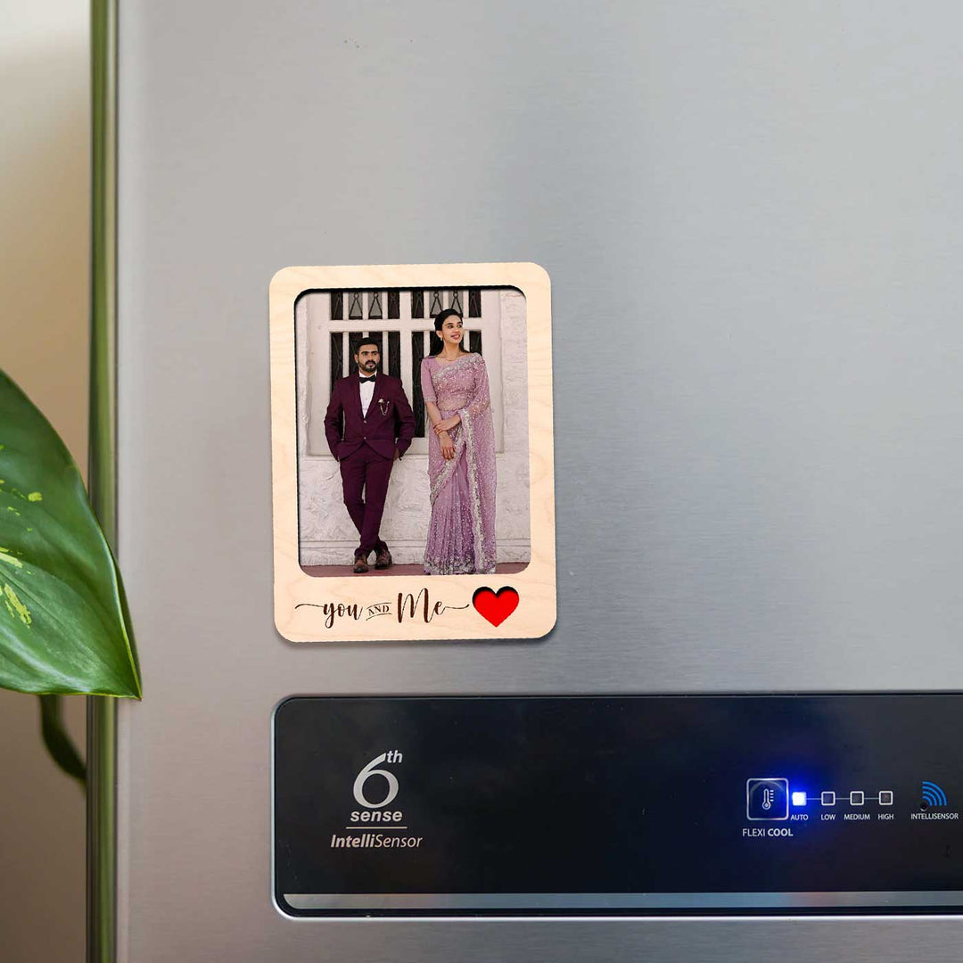 Photo Personalized Printed "You & Me" Wooden Fridge Magnet