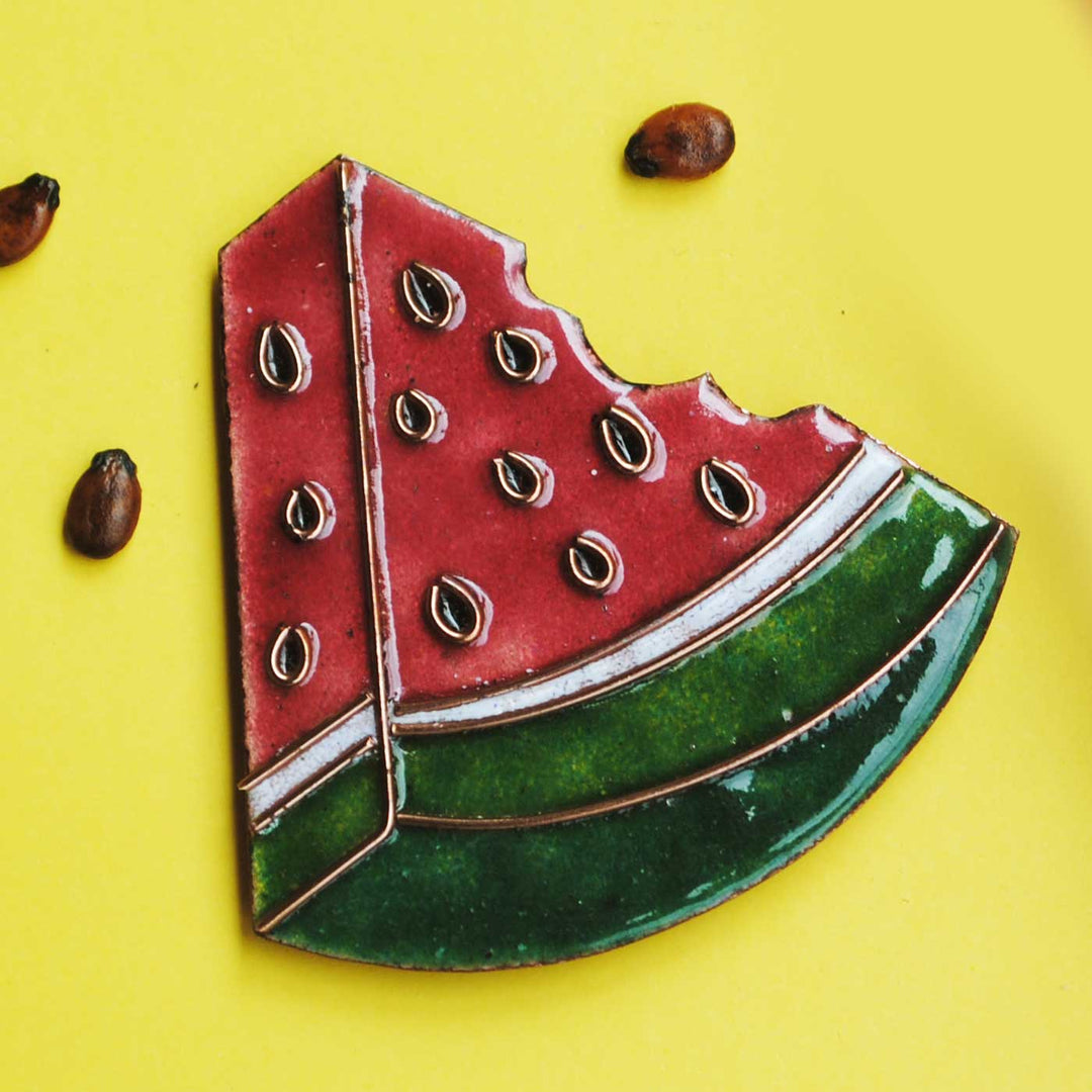 Handmade Watermelon Copper Enamel Fridge Magnet