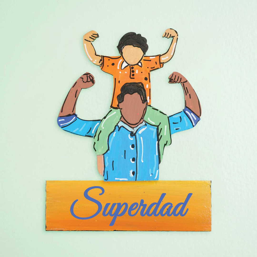 Personalized Cute Dad & Son Theme MDF Wood Fridge Magnet For Fathers