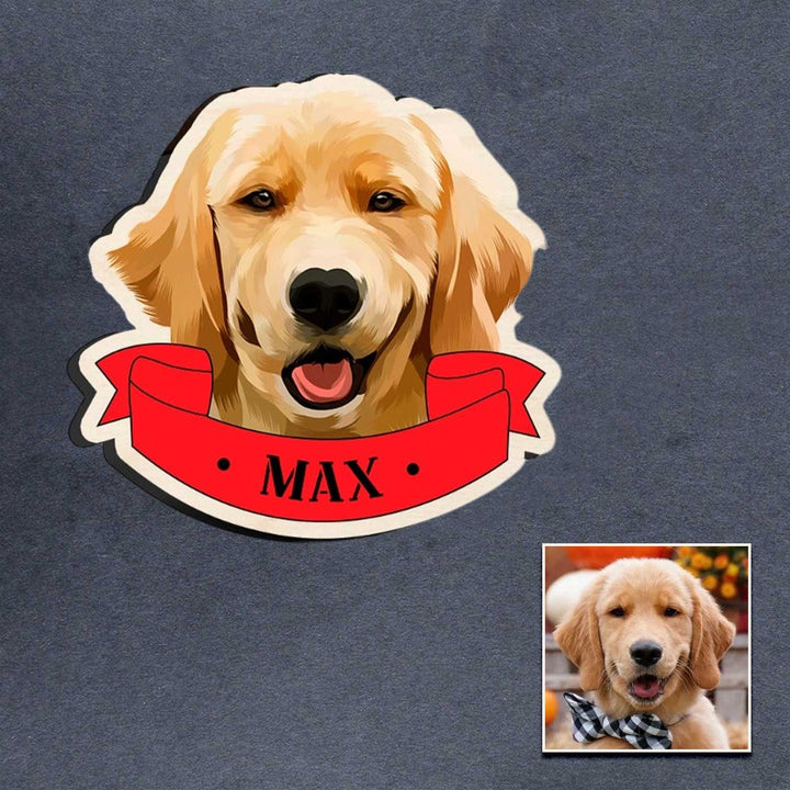 Photo Personalized Printed Pet Caricature Wooden Fridge Magnet