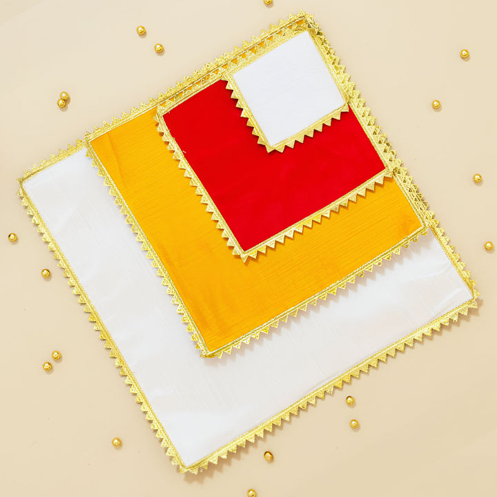 Handmade Square Raw Silk Pooja Asan/Rangoli Mat | Set Of 4