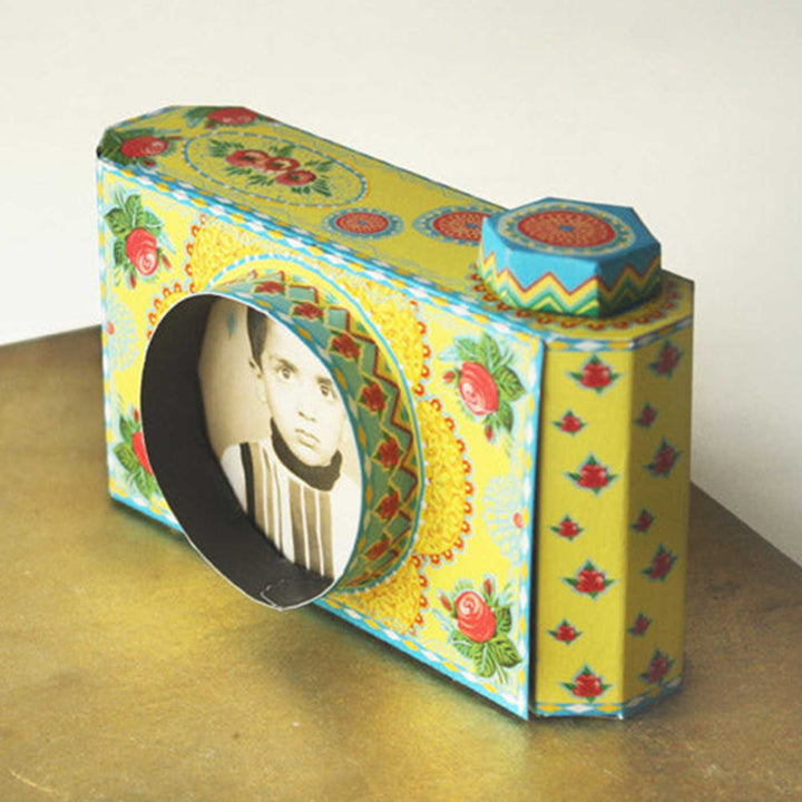 Handmade Printed Yellow Mini Camera Design DIY Paper Photo Frame
