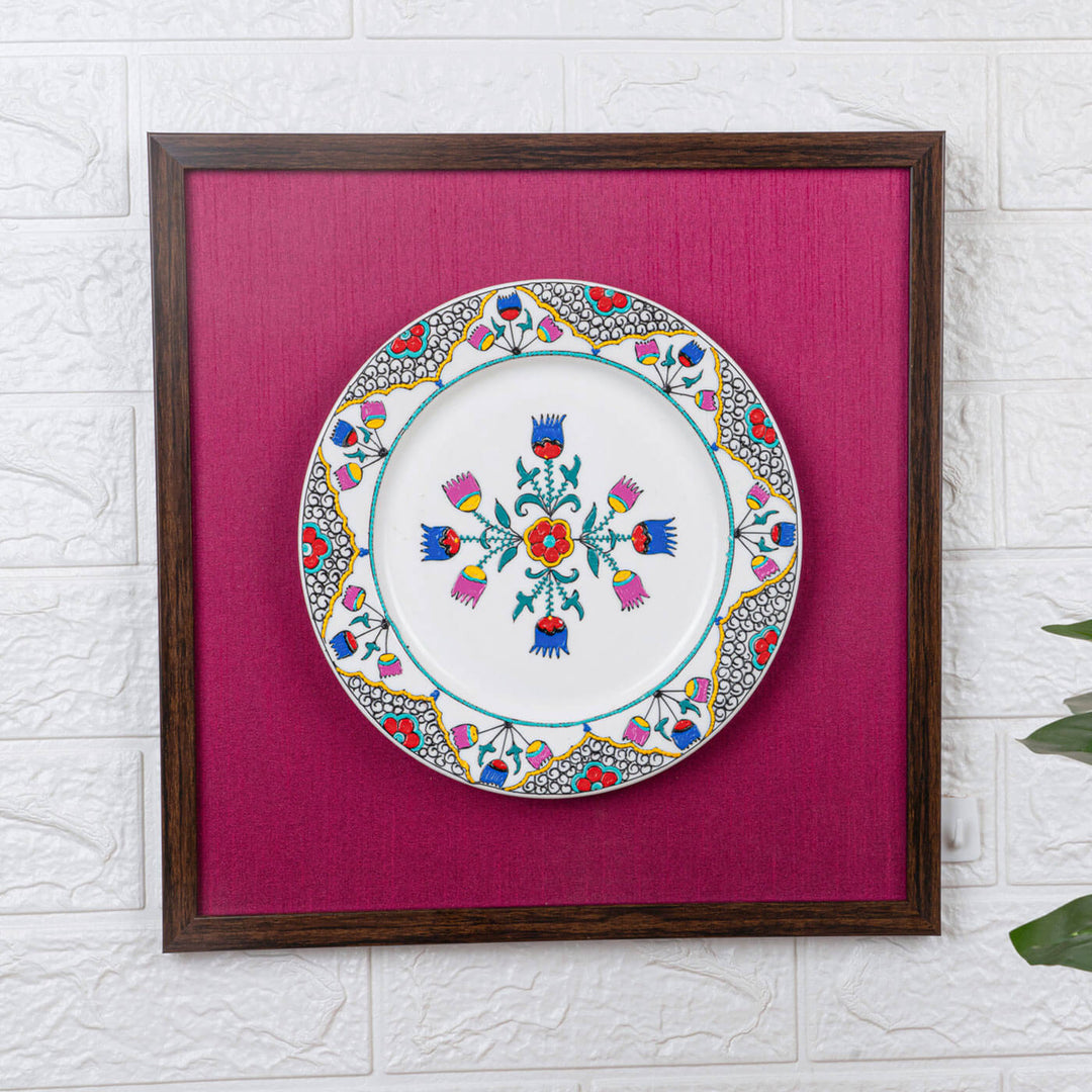 Handpainted Ceramic Wall Plate With Frame