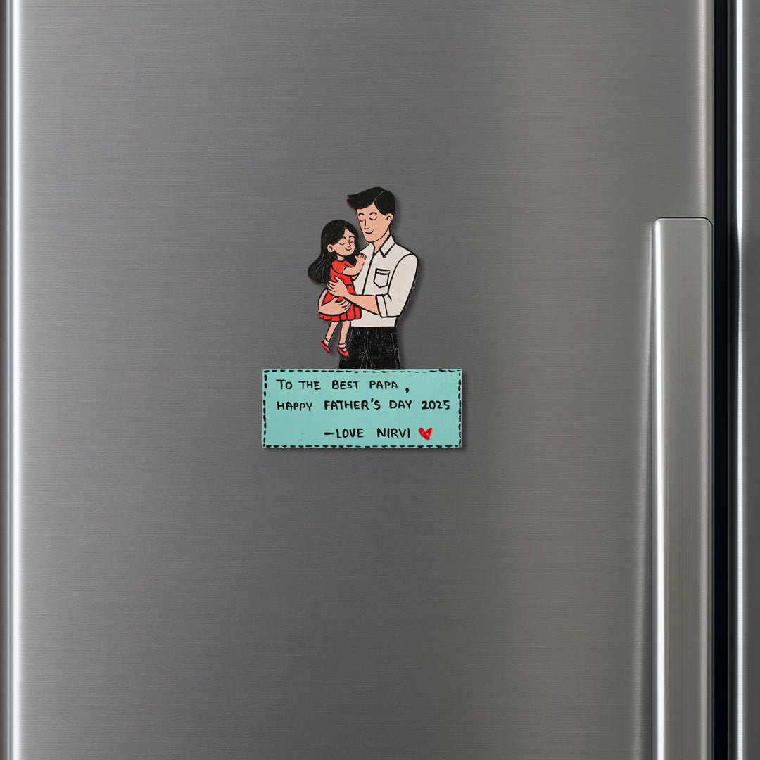 Personalized Caricature Cutout MDF Wood Fridge Magnet For Fathers
