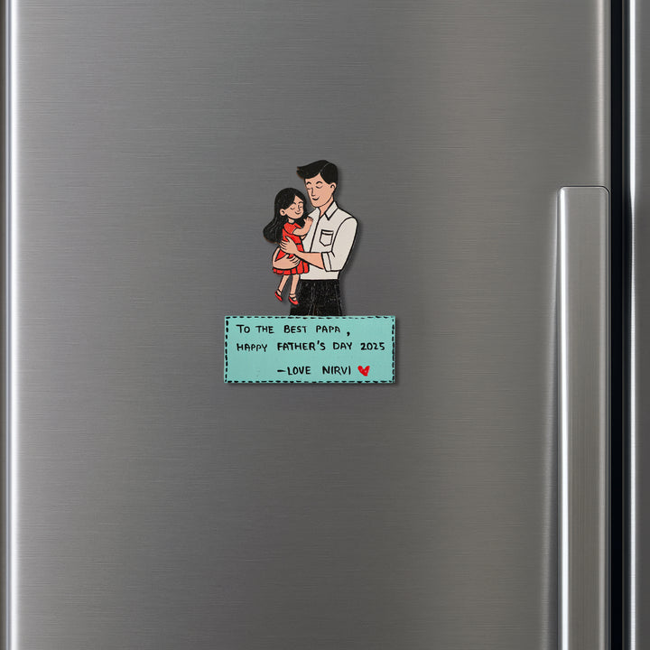 Personalized Caricature Cutout MDF Wood Fridge Magnet For Fathers