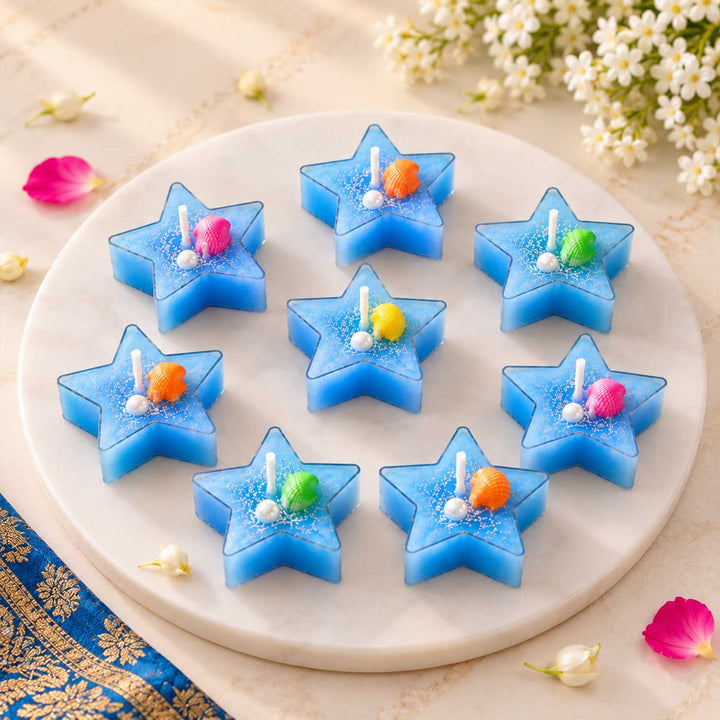 8 pc | Handmade Ocean Star Scented Soy Wax Tealight Candle With Seashell & Pearl