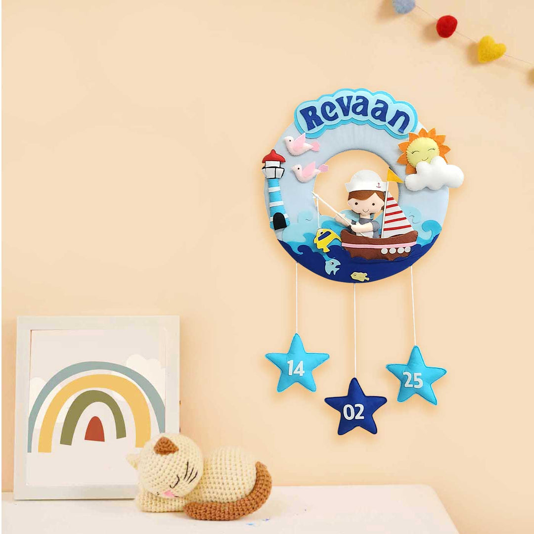 Personalized Fishing Theme Felt Kids Name Plate