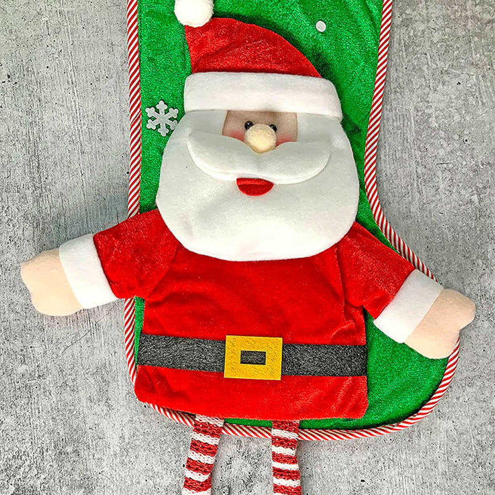 Handmade Velvet Glitter Santa Woolen Stockings For Christmas Decoration