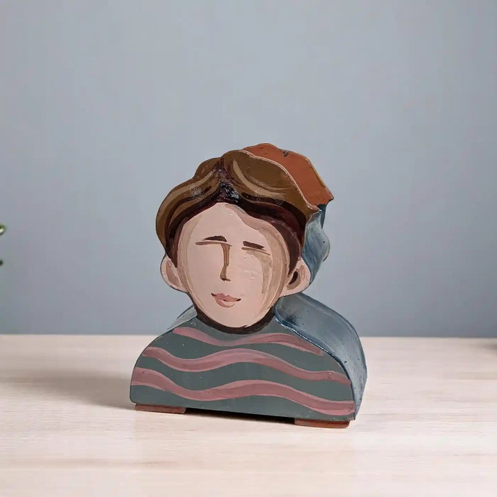 Customized Hand-Painted Man Caricature Theme Terracotta Planter