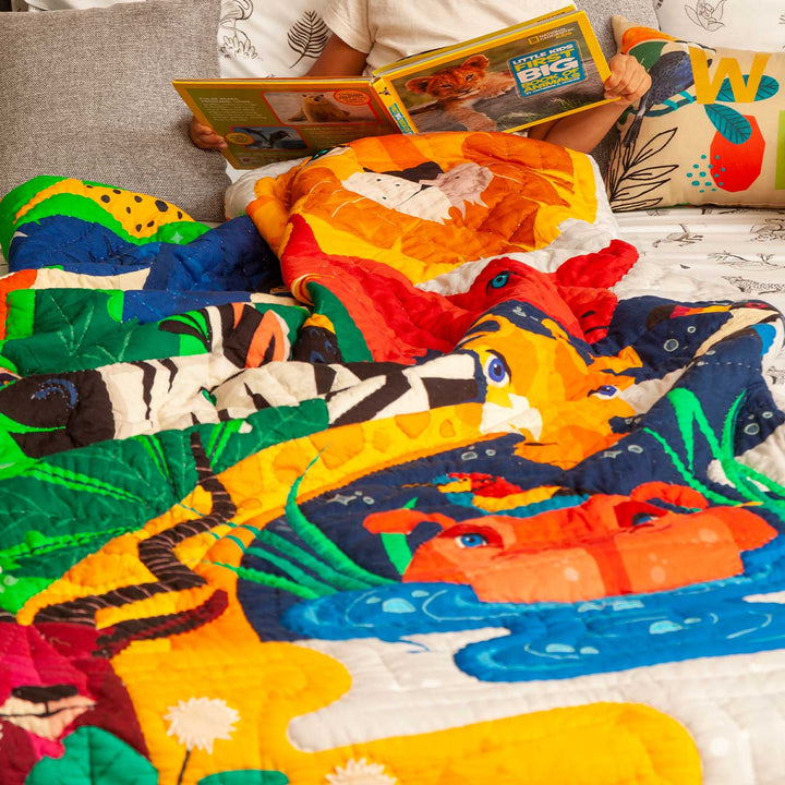 Personalized Tall Tales And Long Snouts Theme Cotton Quilt For Kids