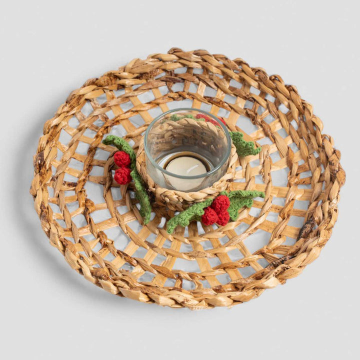 Ecofriendly Banana Holly Berry Candle Wreath