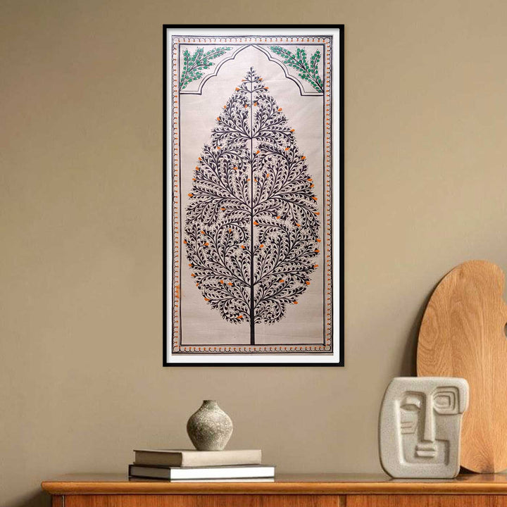 11 X 19 Inch | Handmade Tussar Silk Tree Of Life Painting