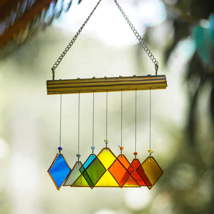 Triangle & Diamond Stained Glass Windchime