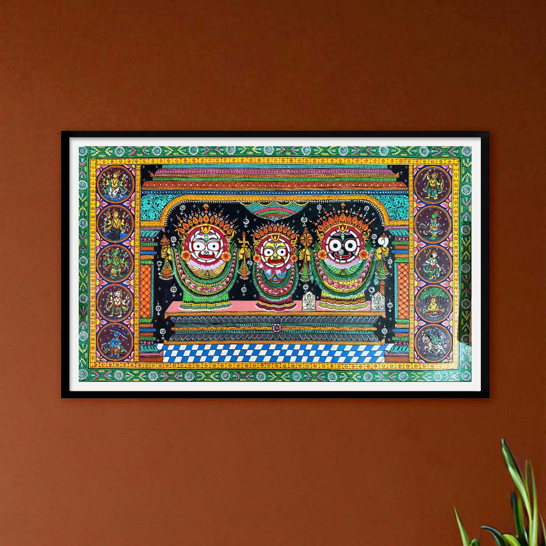 36 X 24 Inch | Handmade Canvas Golden Incarnation Of Lord Jagannath Painting